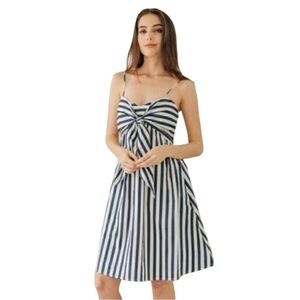 JOHANNA ORTIZ Blue/White Nautical Striped Midi Dress Sz XS NWOT